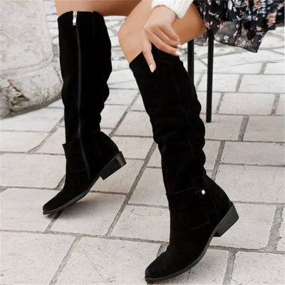 Elegant Long Knee High Winter Boots with Zipper for Women