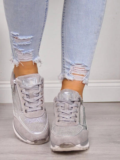 Women's glitter lace-up sneakers, perfect for a modern casual style