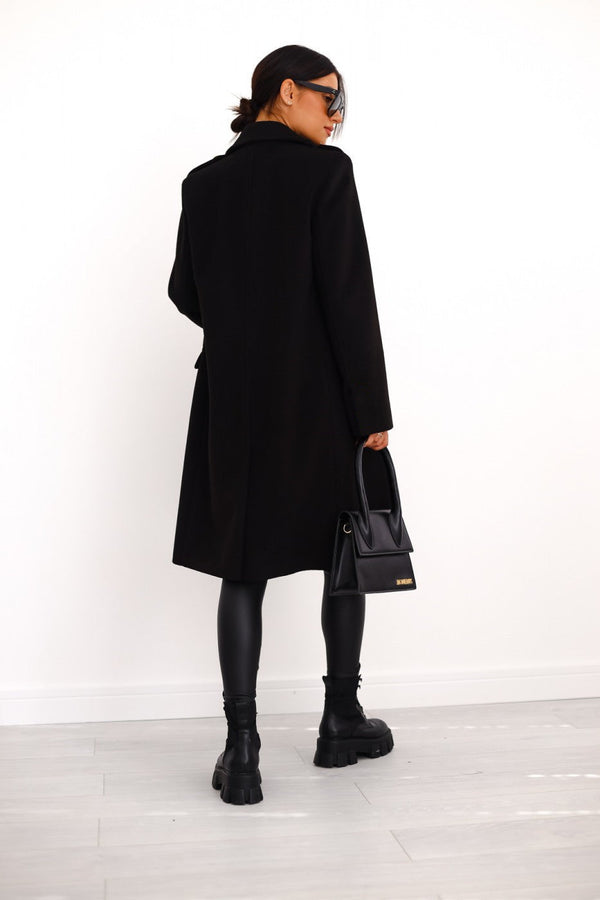 Women's casual wrap coat with modern button details