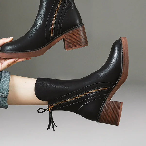 Short Heeled Ankle Boots for Elegant Women