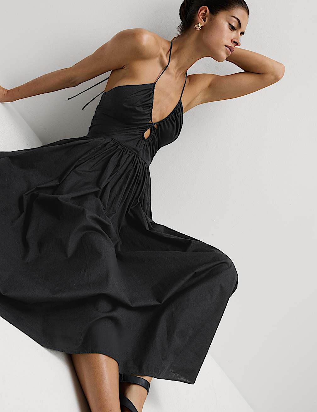 Long halter neck beach dress with elegant summer design
