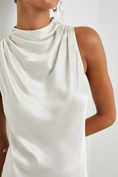 Sleeveless halterneck midi dress with sophisticated style