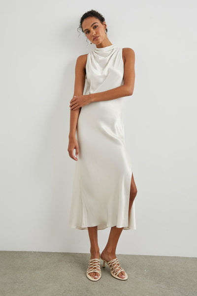 Sleeveless halterneck midi dress with sophisticated style