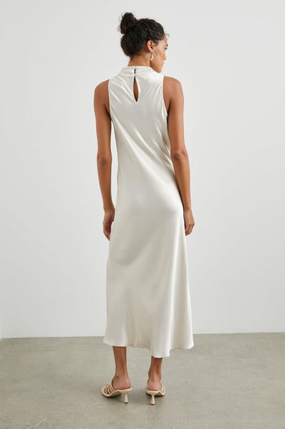 Sleeveless halterneck midi dress with sophisticated style