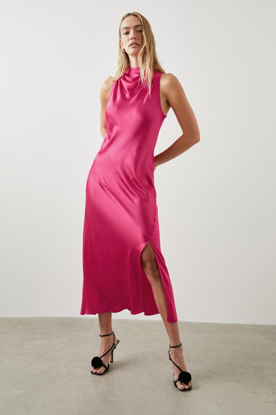 Sleeveless halterneck midi dress with sophisticated style