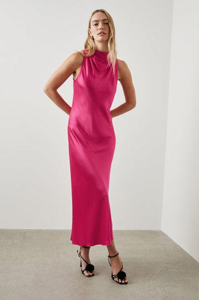 Sleeveless halterneck midi dress with sophisticated style