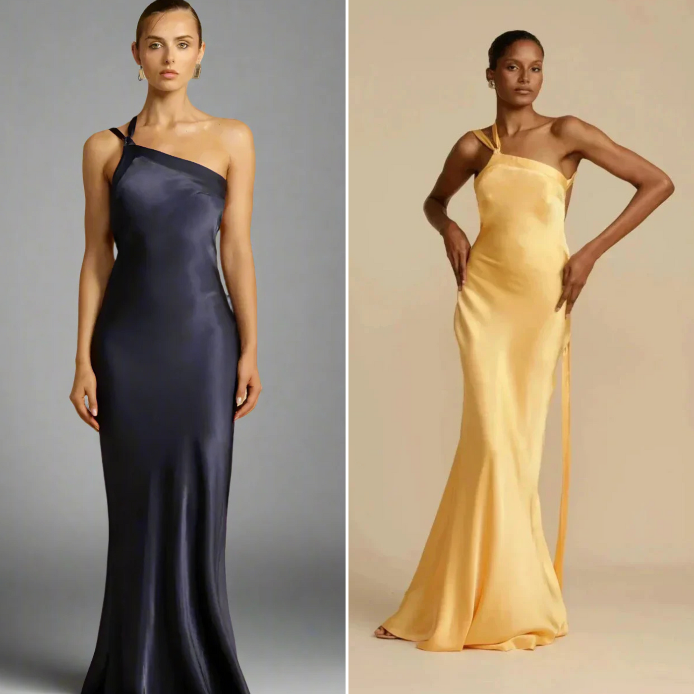 Elegant one-shoulder long dress with open back and asymmetrical neckline, ideal for special events