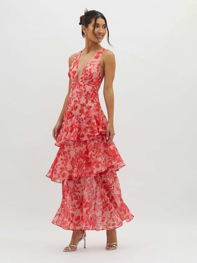 Delia - Maxi dress with ruffles and strappy back