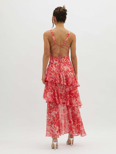 Delia - Maxi dress with ruffles and strappy back