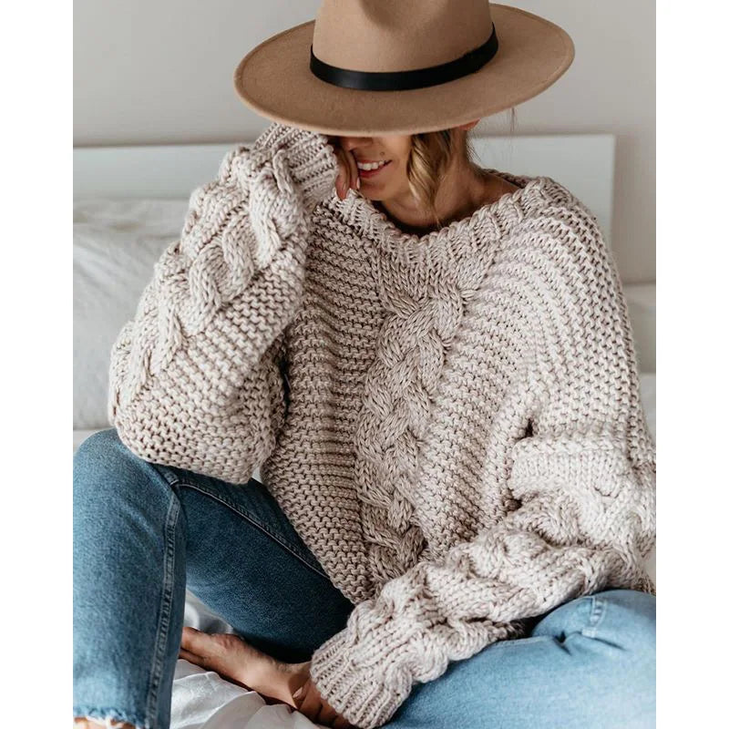 Warm and sophisticated women's cable knit sweater