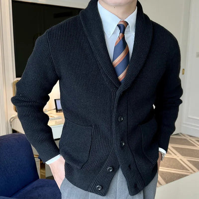 Javier Men's Modern Coat with Hood and Detachable Collar in Patchwork Design
