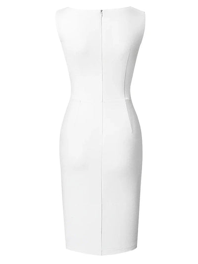 Sleeveless formal dress with structured design