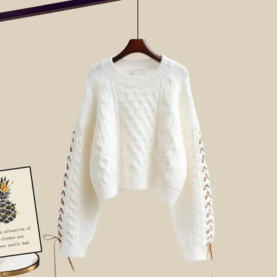 Women's two-piece set, sweater and wide-legged pants, comfortable and warm