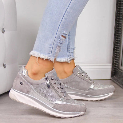 Women's glitter lace-up sneakers, perfect for a modern casual style