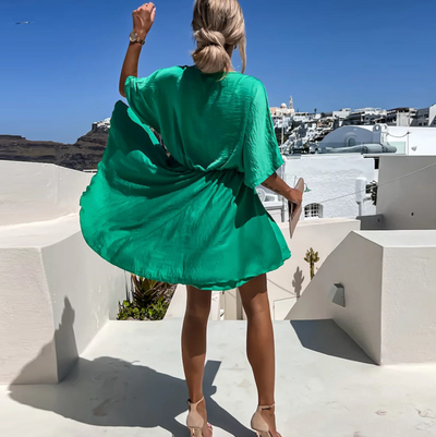 Wide mini dress with summer style and modern design