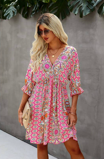 Mila - Midi dress with thin straps and printed cutouts