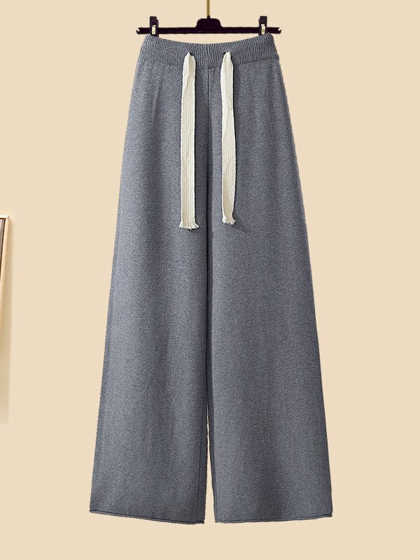Women's 3-Piece Set: Wide-Leg Pants, Modern Sweater, and Elegant Cardigan