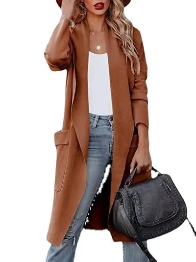 Elegant off-the-shoulder open-front cardigan for effortless style