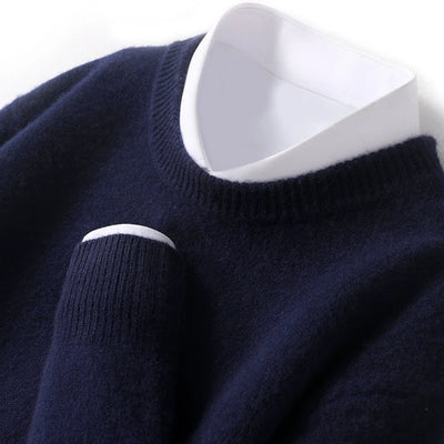 Modern men's sweater with double collar design