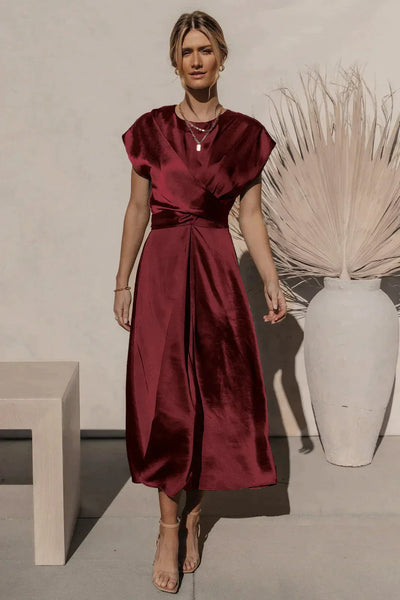 Elegant evening midi dress with adjustable belt