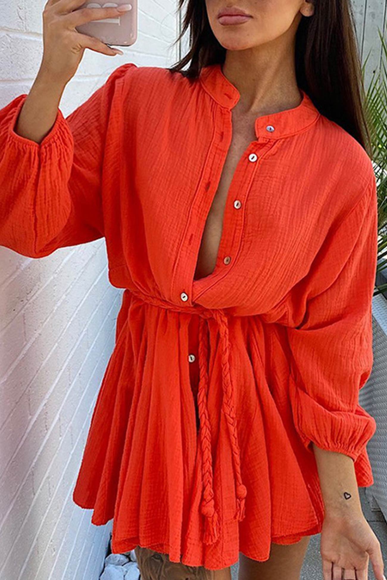 Lola - Ruffled dress with tie belt
