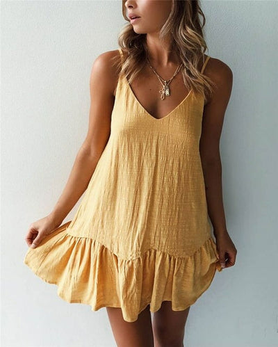 Lightweight mini dress with thin straps for a relaxed summer style