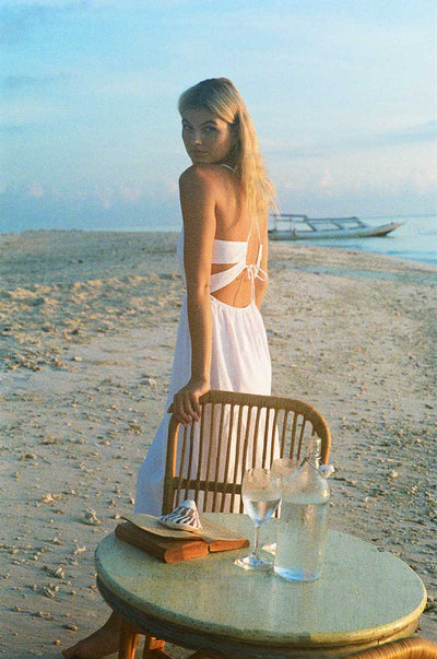 Lightweight summer midi dress with thin straps