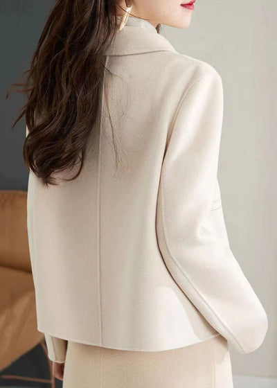 Elegant Lapel Collar Jacket with Trim for Fall