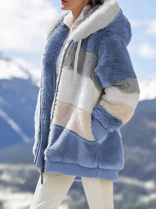 Amelia - Soft, multi-colored fleece jacket with hood
