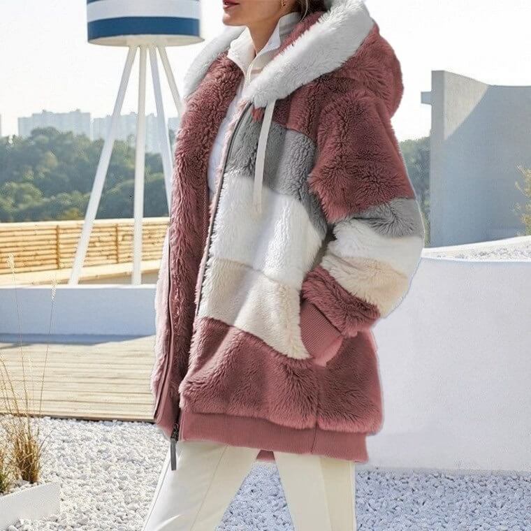 Amelia - Soft, multi-colored fleece jacket with hood