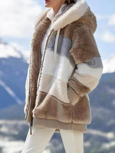 Amelia - Soft, multi-colored fleece jacket with hood