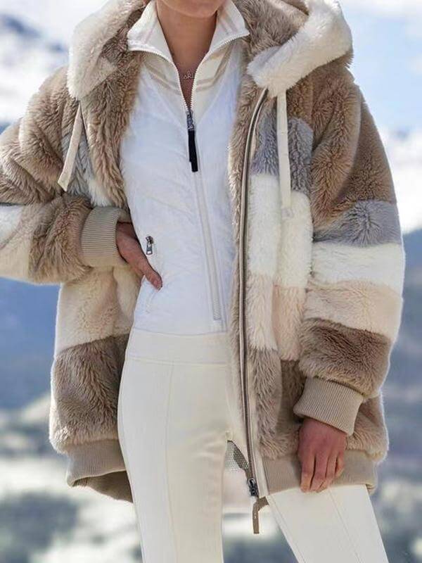 Amelia - Soft, multi-colored fleece jacket with hood