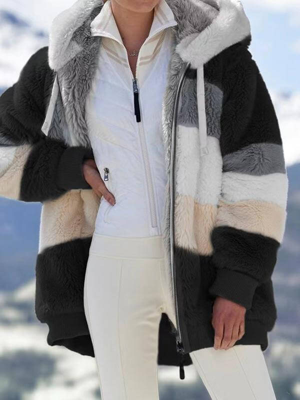 Amelia - Soft, multi-colored fleece jacket with hood
