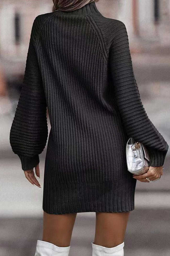 Women's Solid Color Turtleneck Sweater Dress