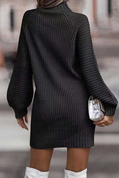 Women's Solid Color Turtleneck Sweater Dress