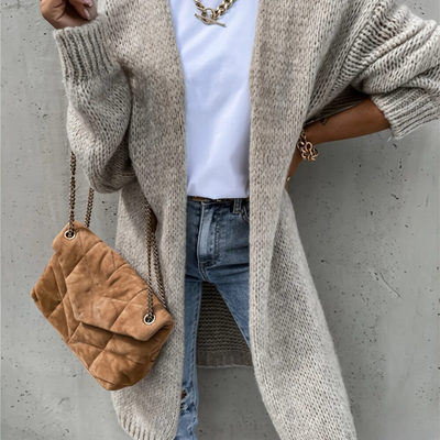 Women's Fashion Open Front Dropped Sleeve Cardigan in Solid Color Design