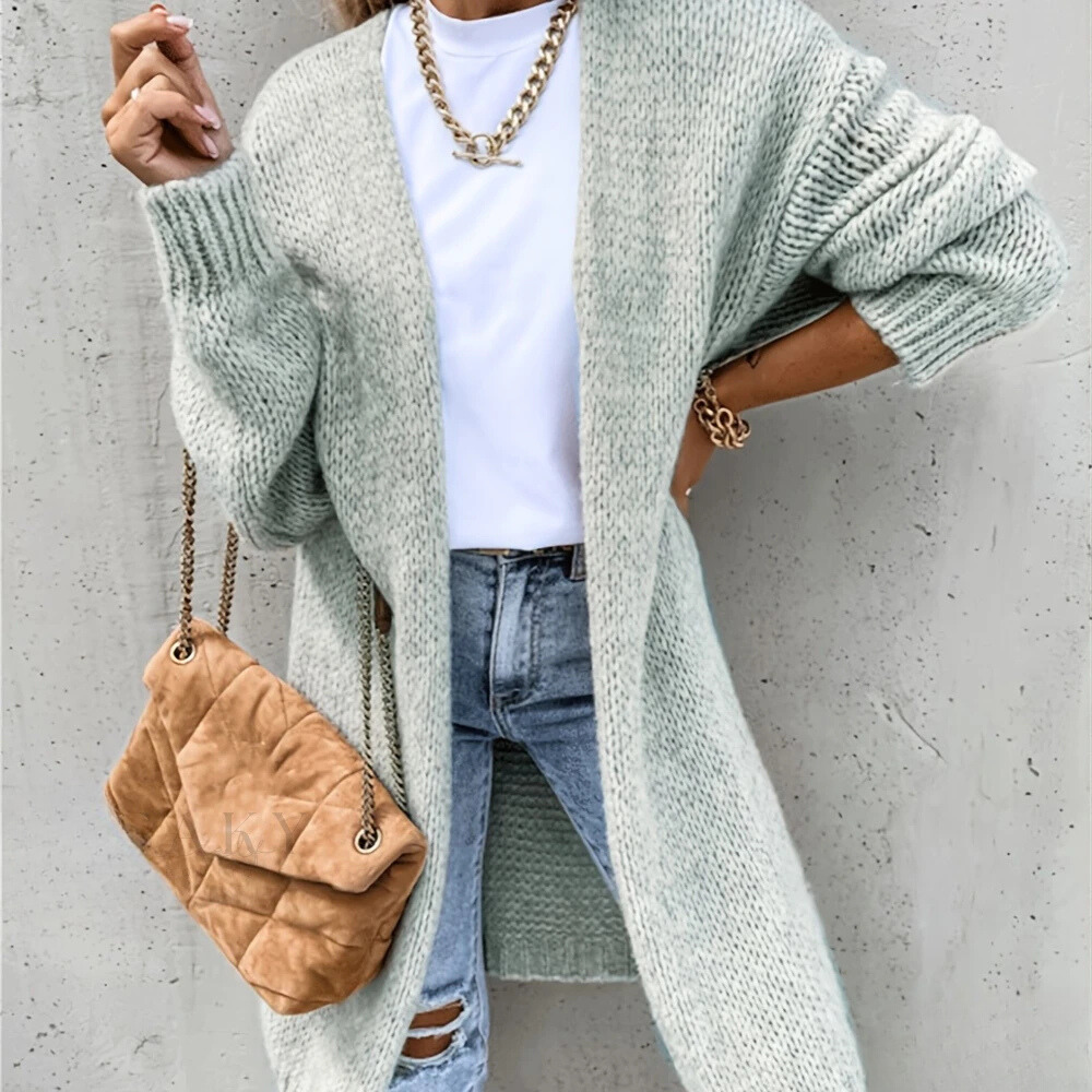 Women's Fashion Open Front Dropped Sleeve Cardigan in Solid Color Design