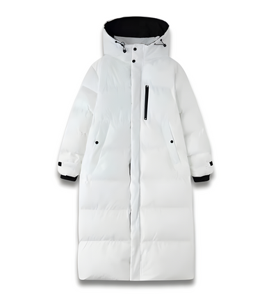 Warm women's long jacket with a modern and elegant design for winter