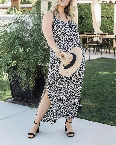 Eliana - Leopard print spaghetti strap dress with V-neck