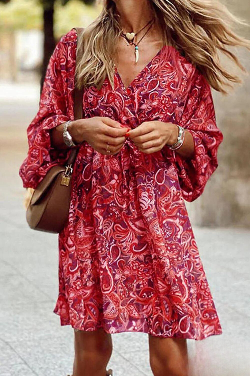 Camila - Floral V-Neck Mini Dress