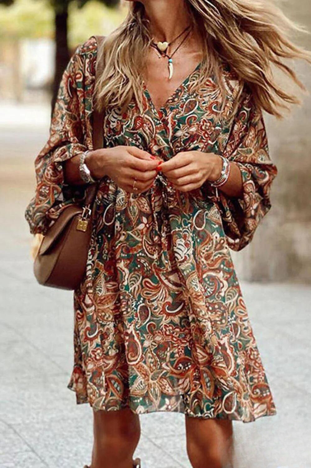 Camila - Floral V-Neck Mini Dress