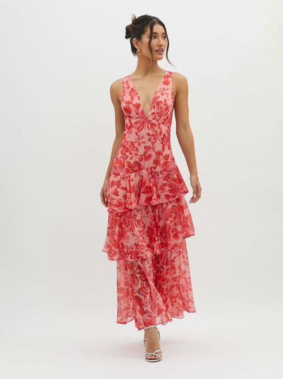 Delia - Maxi dress with ruffles and strappy back