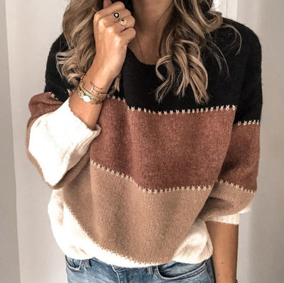Modern striped sweater for elegant women