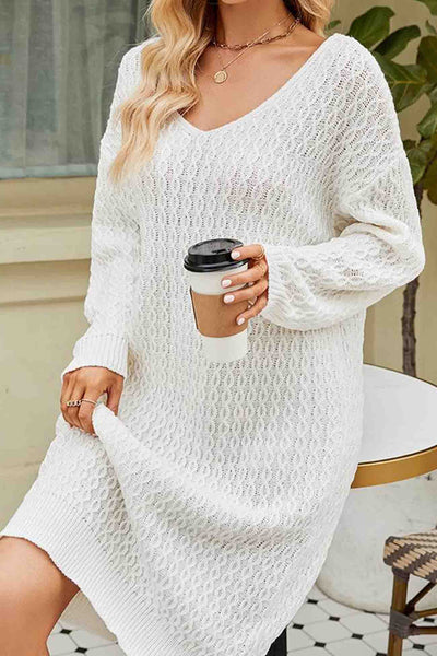 Elegant sweater dress with a deep V-neckline for sophisticated looks