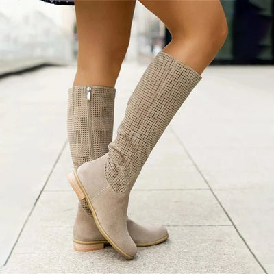 Elegant Long Knee High Winter Boots with Zipper for Women