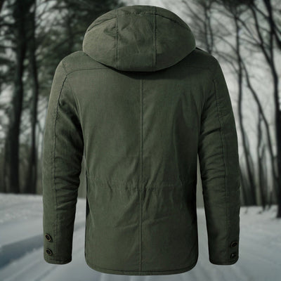 Men's winter jacket with hood and modern design