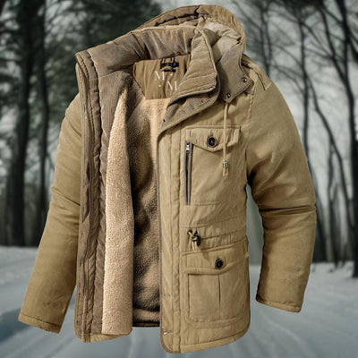 Men's winter jacket with hood and modern design