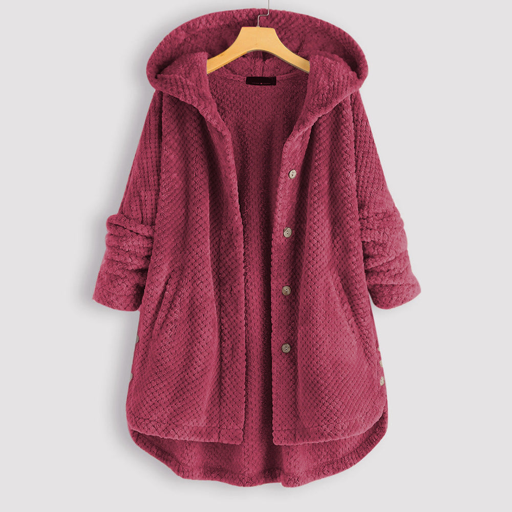 Women's winter jacket with hood and modern design