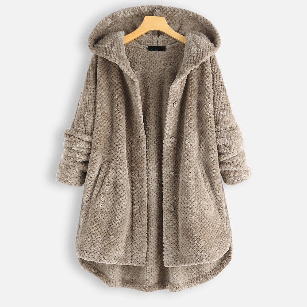 Women's winter jacket with hood and modern design