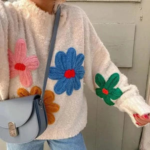 Erola - Knitted sweater with floral print
